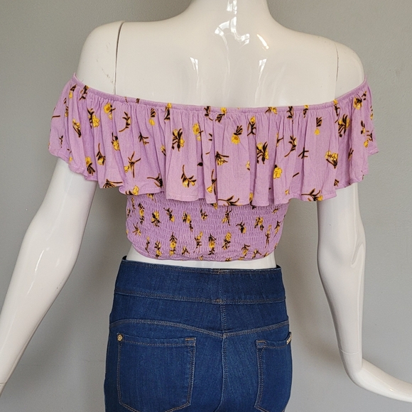 Francesca's Floral OTS Crop Top, BNWT, Size L - Picture 3 of 6